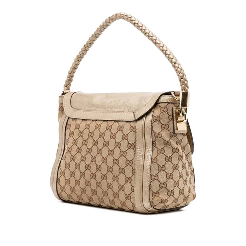 Gucci GG Canvas Bella Flap Satchel Brown Canvas Good condition - Back View