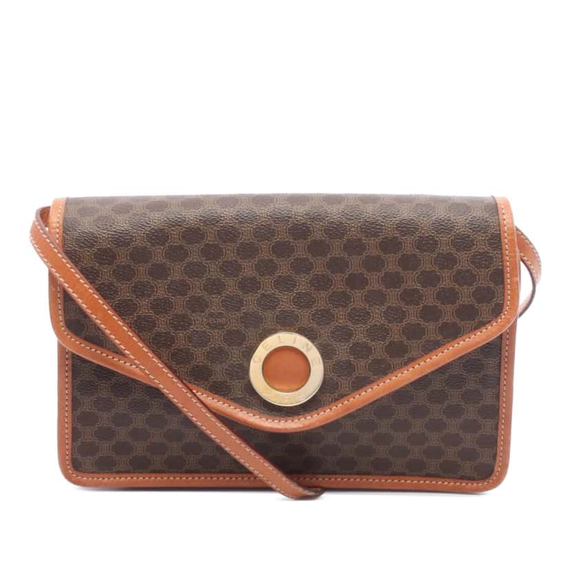 Celine Macadam Coated Canvas Crossbody Brown Canvas Good condition - Front View