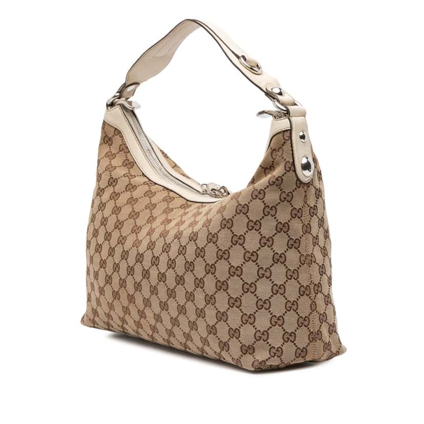 Gucci Medium GG Canvas Icon Bit Satchel Brown Canvas Good condition - Back View