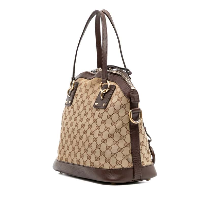 Gucci Medium GG Canvas Charm Dome Satchel Brown Canvas Good condition - Back View