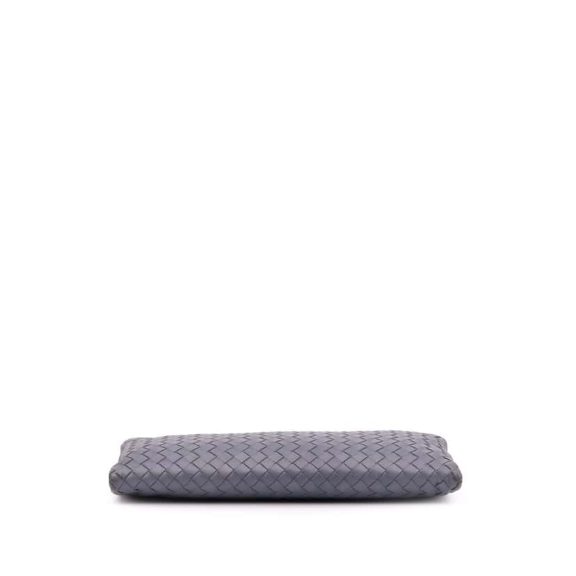 Bottega Veneta Nappa Intrecciato Double Zip Clutch Blue Leather Good condition - Inside View