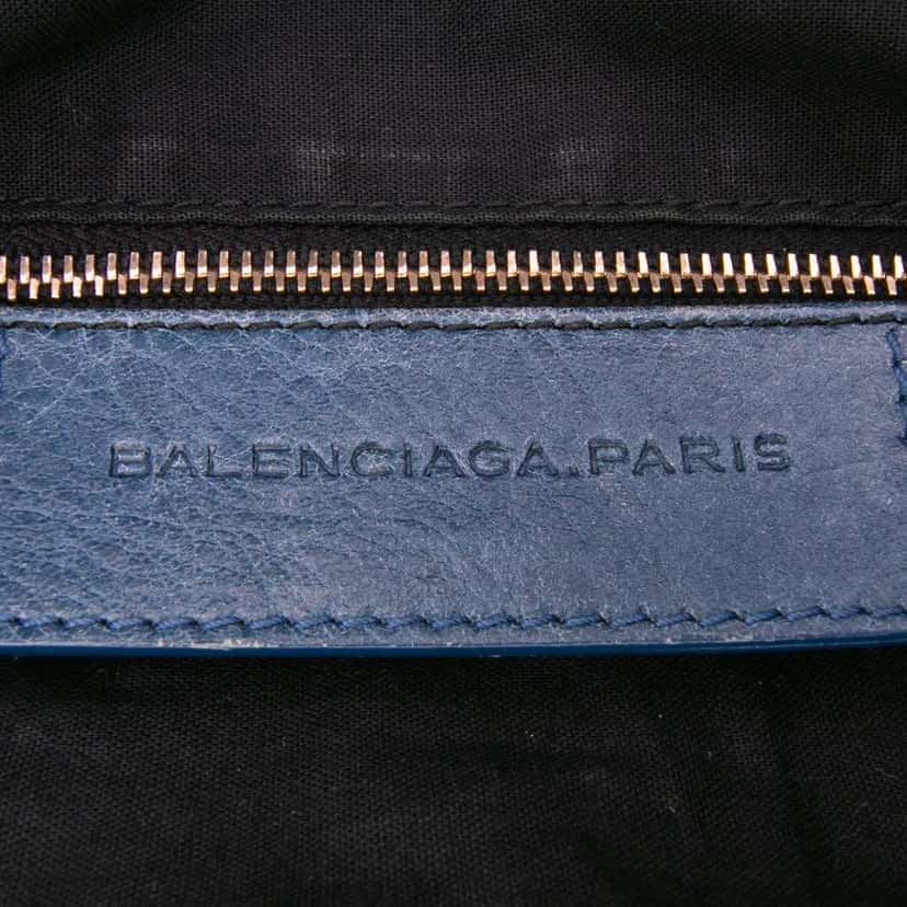 Balenciaga Lambskin Motocross Giant 12 First Satchel Blue Leather Good condition - Box View