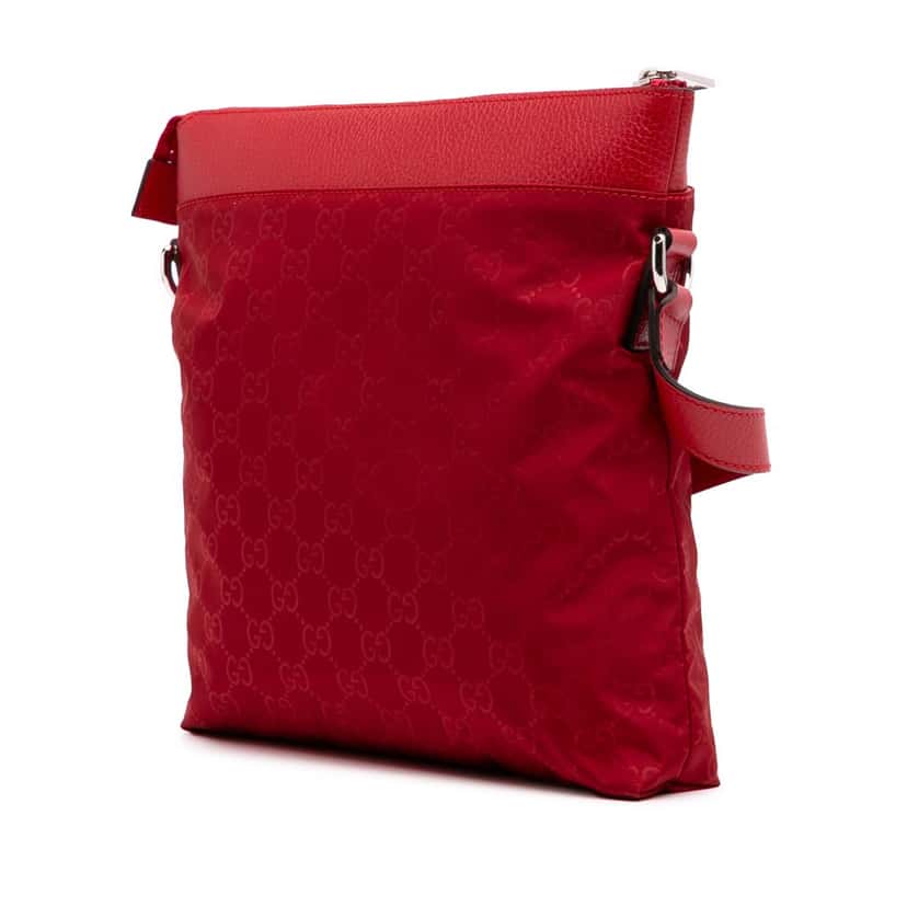 Gucci GG Nylon Flat Messenger Bag Red Good condition - Back View