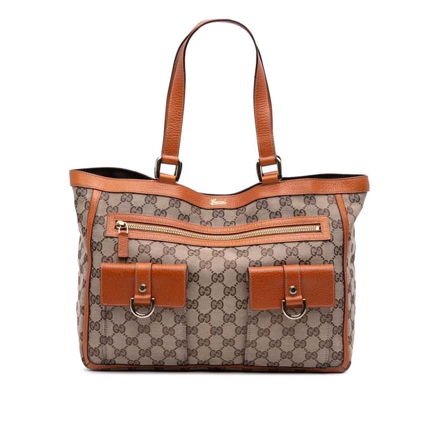 Gucci GG Canvas Abbey D Ring Pocket Tote Brown Canvas Good condition - Front View