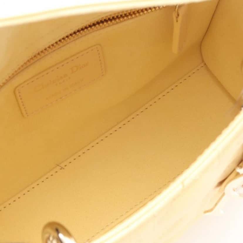 Dior Small Lambskin Cannage Lady Dior Yellow Leather Good condition - Inside View
