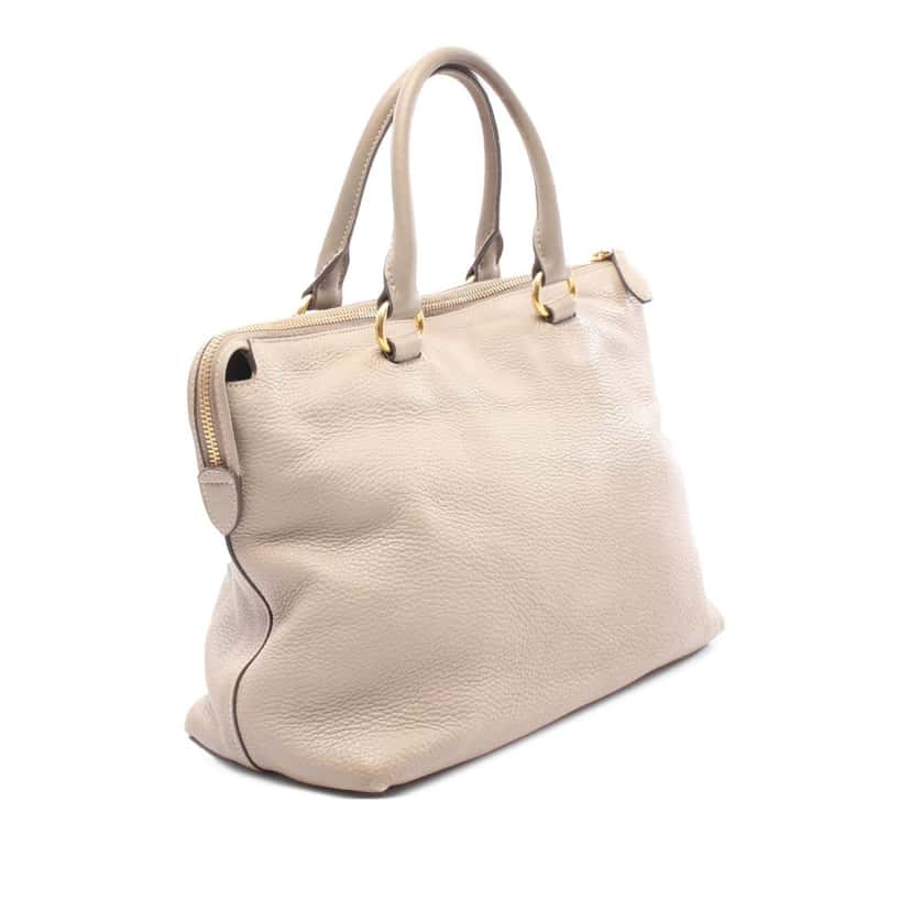 Prada Vitello Daino Zip Top Convertible Tote Brown Leather Good condition - Back View