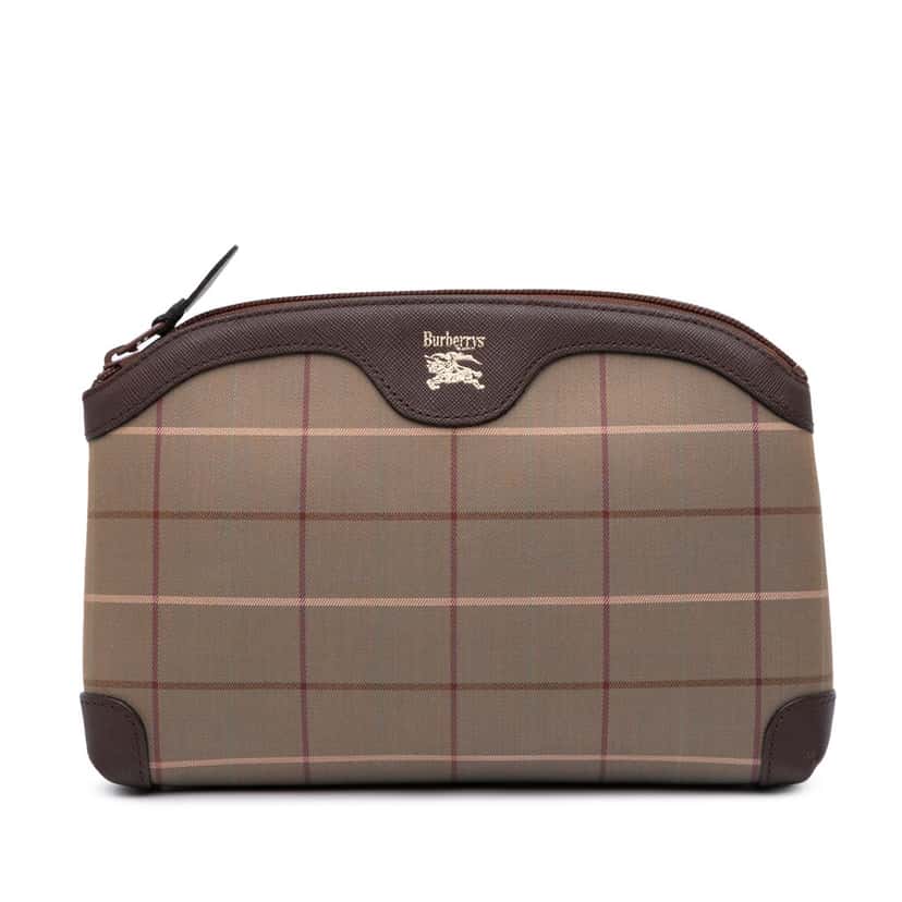 Burberry Vintage Check Canvas Clutch Brown Canvas Good condition - Front View