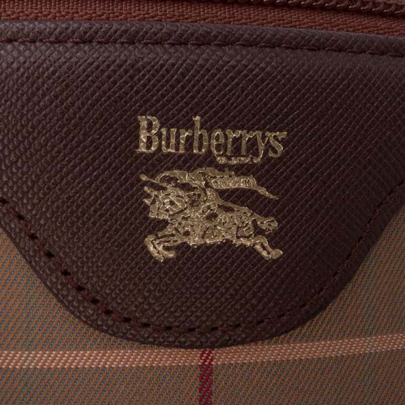 Burberry Vintage Check Canvas Clutch Brown Canvas Good condition - Box View