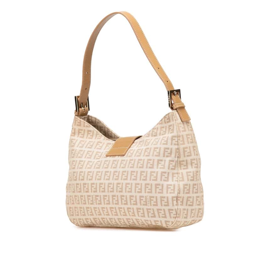 Fendi Zucchino Canvas Shoulder Bag Brown Canvas Good condition - Back View