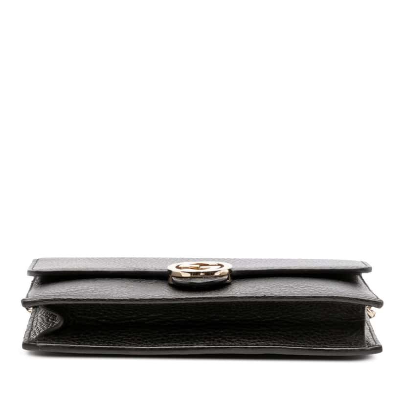 Gucci Leather Interlocking G Dollar Wallet on Chain Black Leather Good condition - Inside View