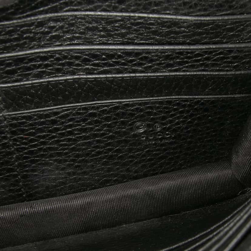 Gucci Leather Interlocking G Dollar Wallet on Chain Black Leather Good condition - Box View