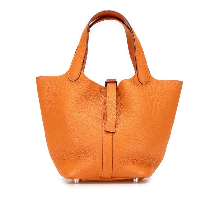 Hermès Clemence Picotin 18 Orange Leather Good condition - Front View