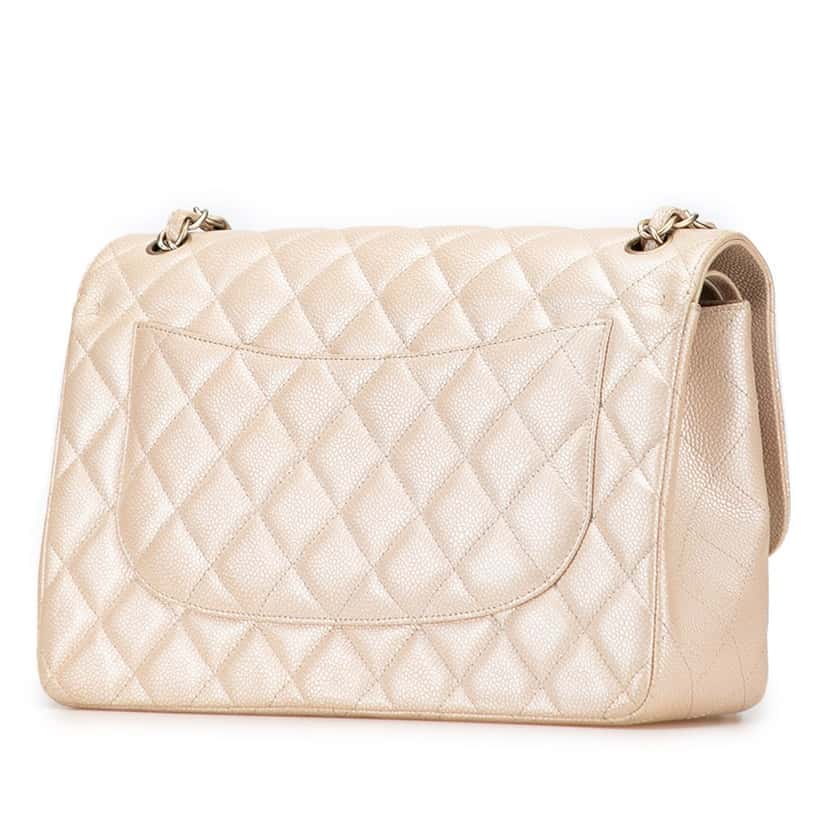 Chanel Jumbo Classic Iridescent Caviar Double Flap Gold Leather Good condition - Back View