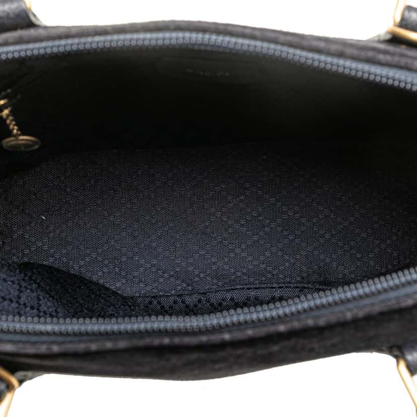 Gucci Suede Bamboo Dome Satchel Blue Leather Good condition - Model View