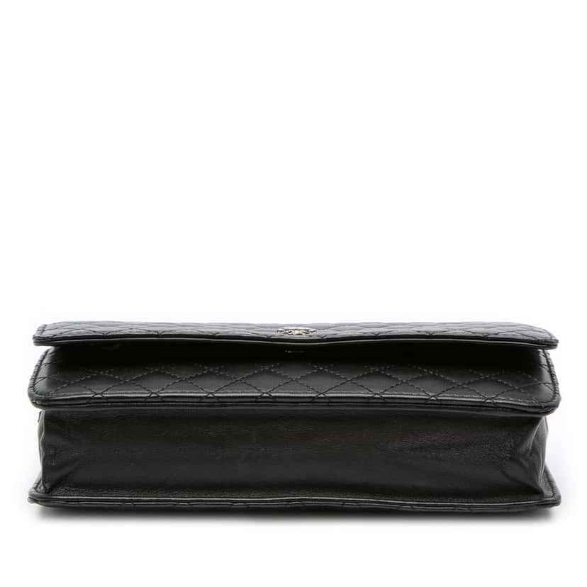 Chanel Microquilted Lambskin Wallet On Chain Black Leather Good condition - Inside View