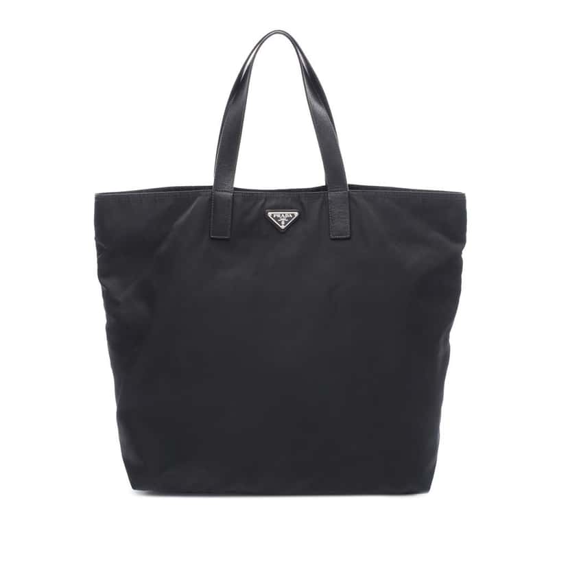 Prada Saffiano Trimmed Tessuto Tote Black Good condition - Front View