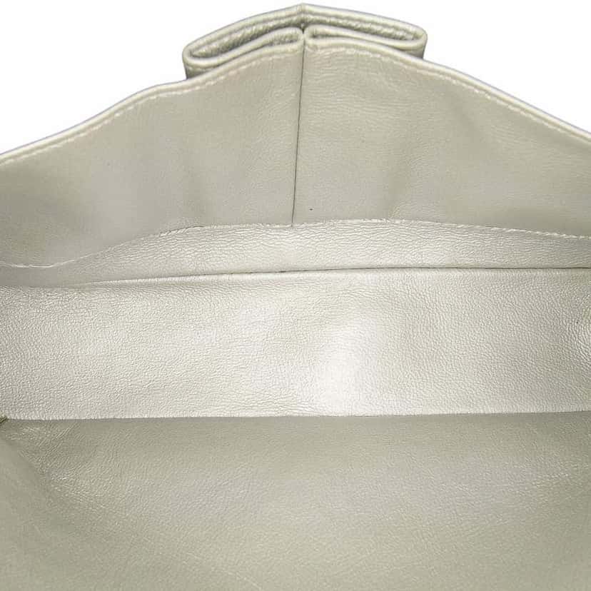 Chanel Medium Classic Perforated Lambskin Double Flap Silver Leather Good condition - Model View