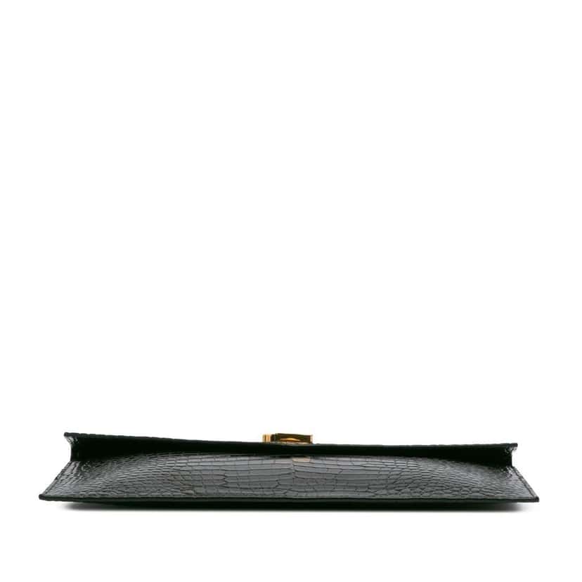 Saint Laurent Croc Embossed Leather Uptown Pouch Green Leather Good condition - Inside View