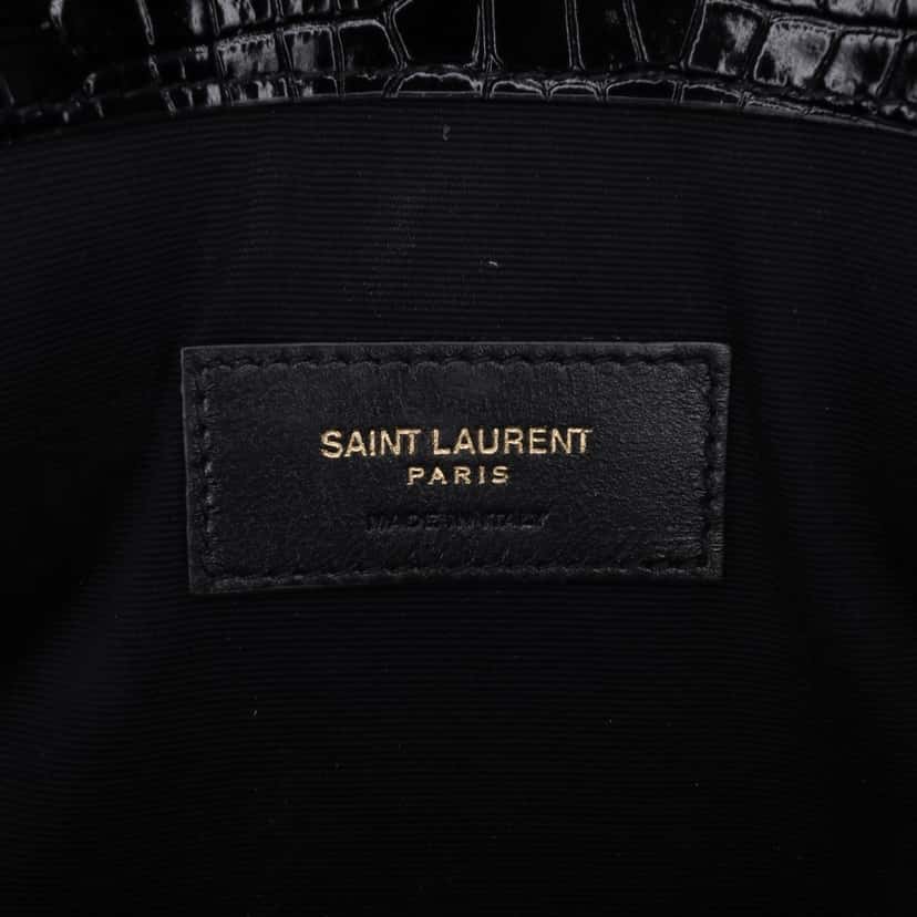 Saint Laurent Croc Embossed Leather Uptown Pouch Green Leather Good condition - Box View