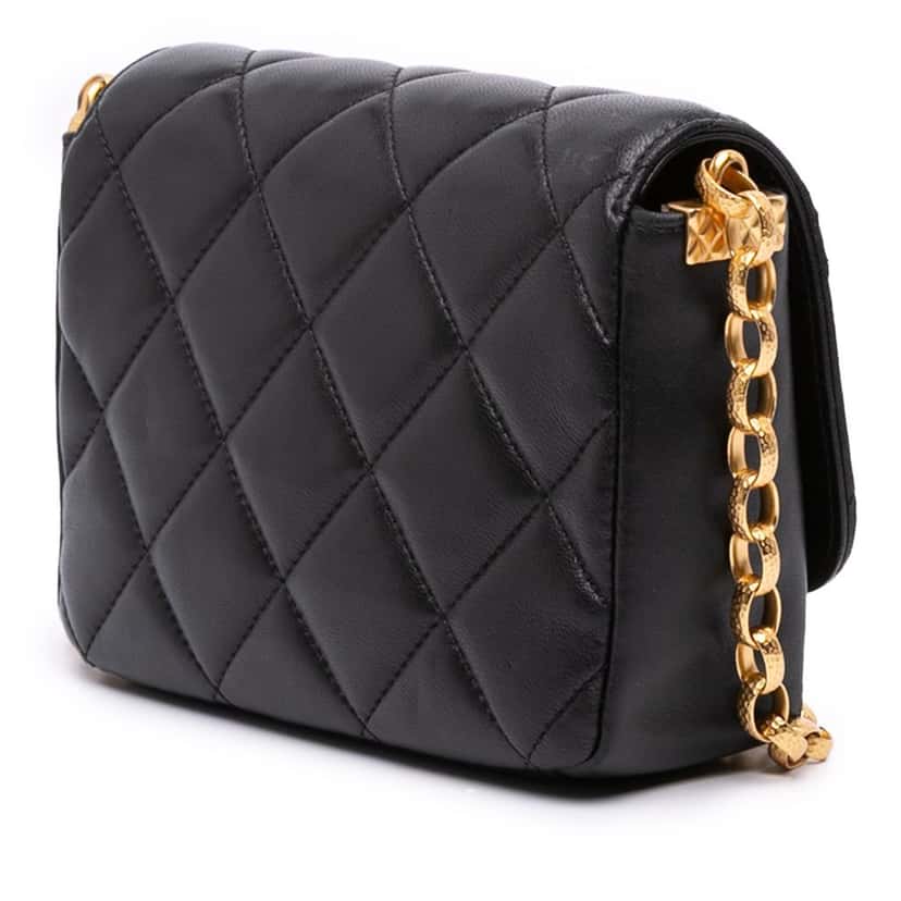 Chanel Small Quilted Lambskin CC Coin Flap Black Leather Good condition - Back View