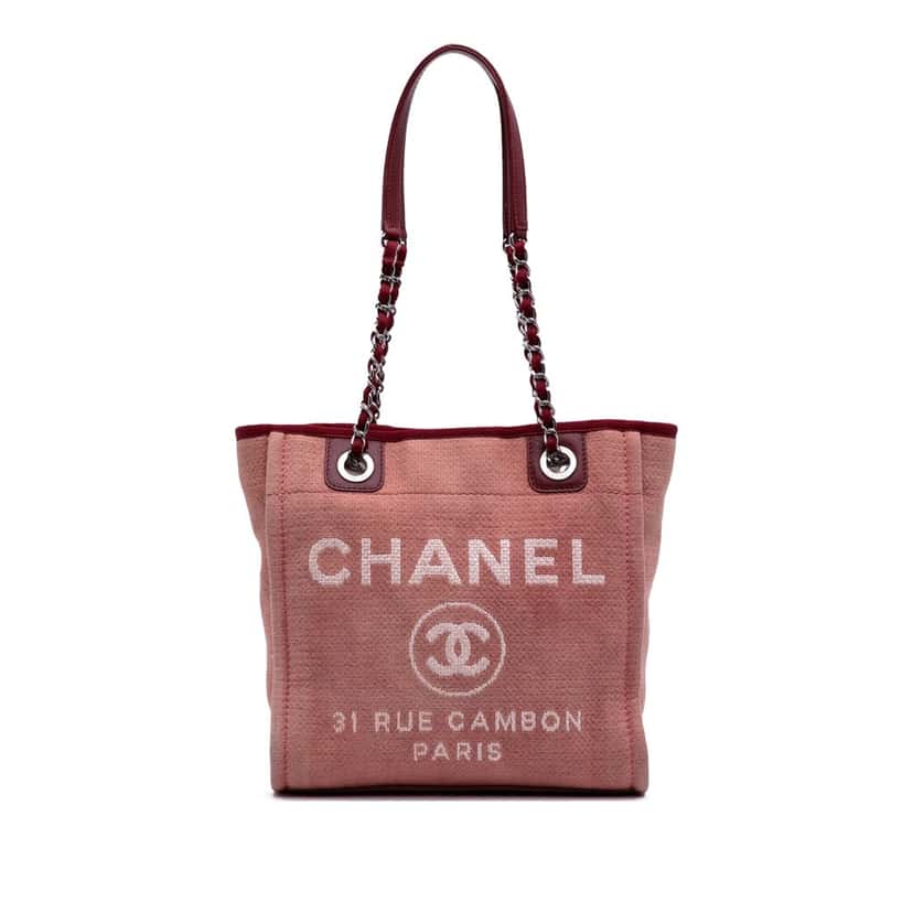 Chanel Mini Canvas Deauville Tote Red Canvas Good condition - Front View