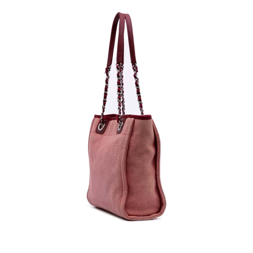 Chanel Mini Canvas Deauville Tote Red Canvas Good condition - Back View