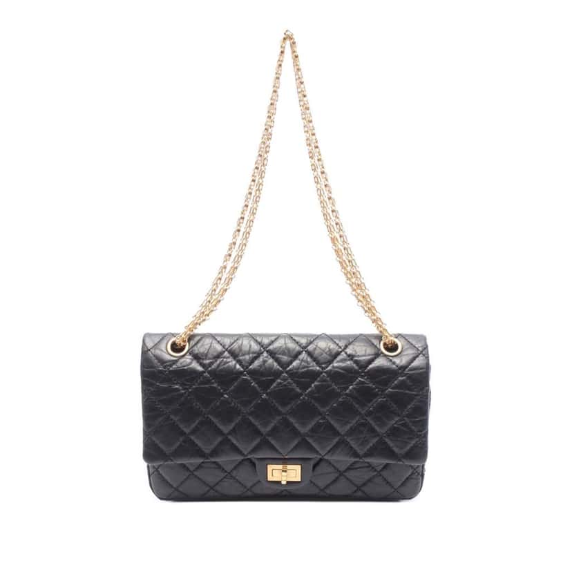 Chanel Reissue 2.55 Aged Calfskin Double Flap 226 Black Leather Good condition - Front View