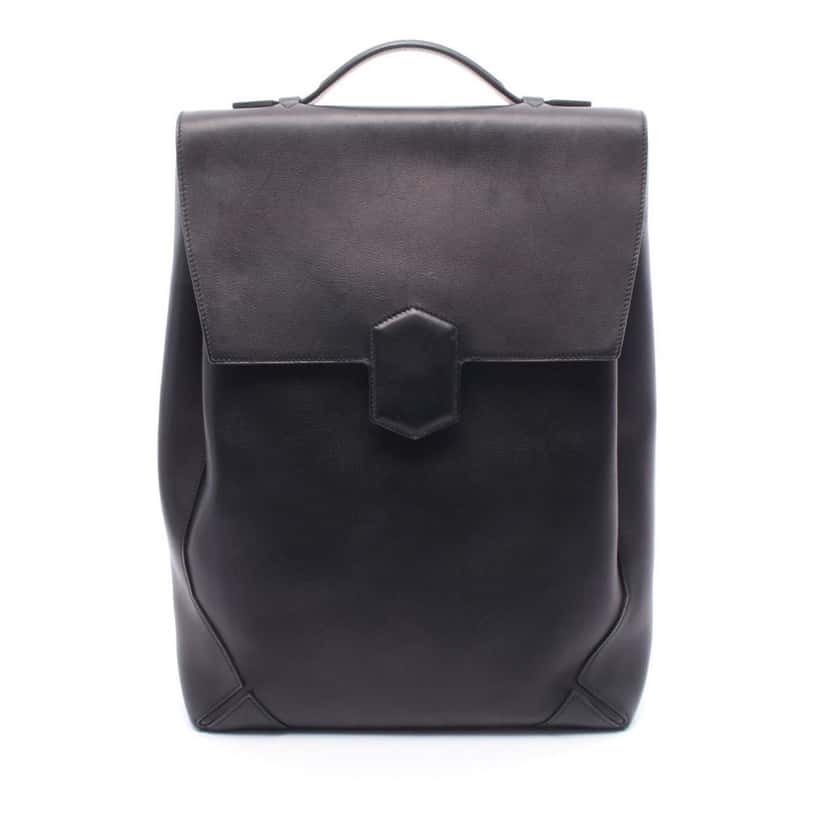 Hermès Evergrain Sac A Dos Flash Backpack Black Leather Good condition - Front View
