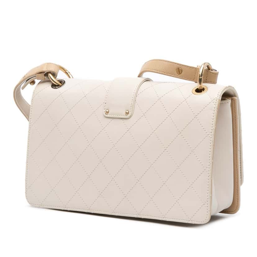 Chanel CC Stitched Calfskin Chain Flap White Leather Good condition - Back View