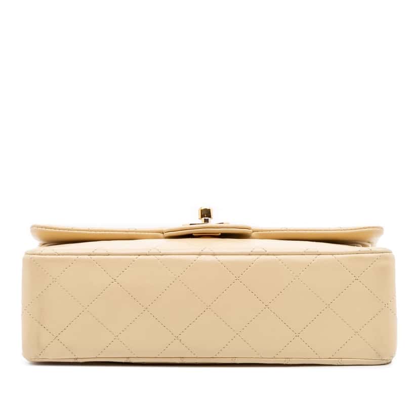 Chanel Small Classic Lambskin Double Flap Brown Leather Fair condition - Inside View