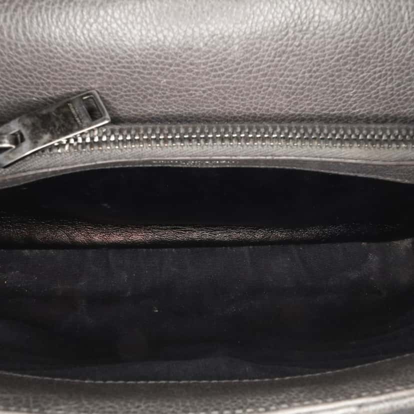 Saint Laurent Medium Quilted Chevron Sheepskin College Satchel Grey Leather Good condition - Model View