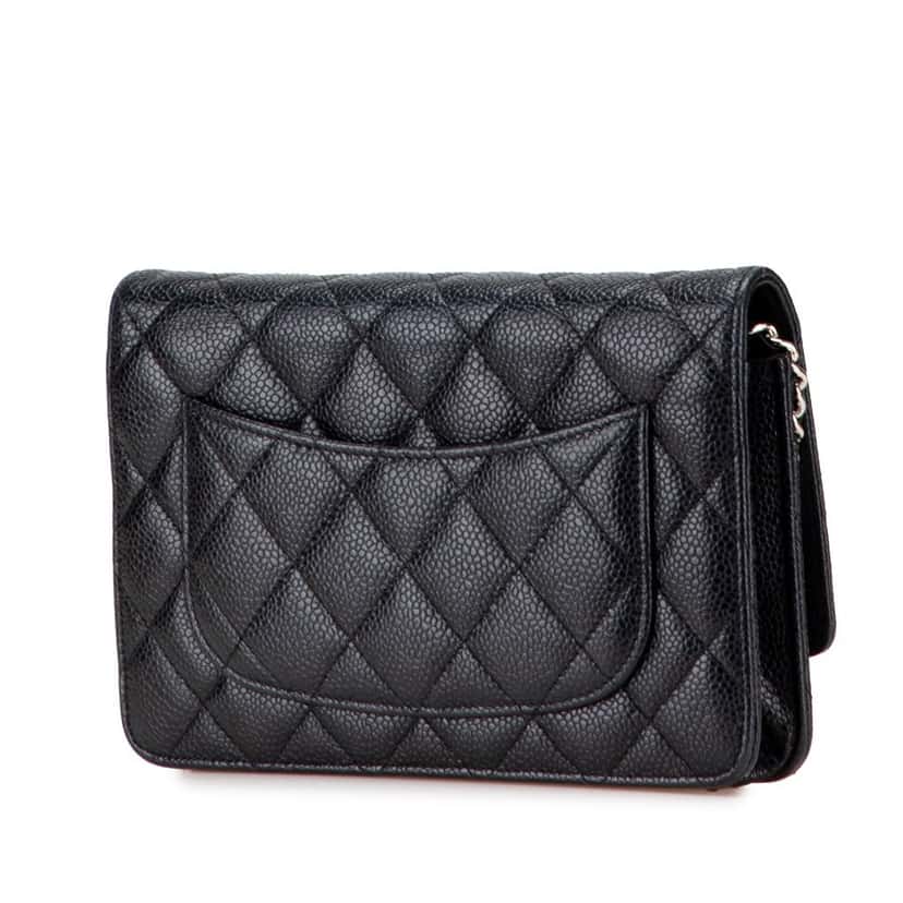 Chanel CC Quilted Caviar Wallet on Chain Black Leather Good condition - Back View