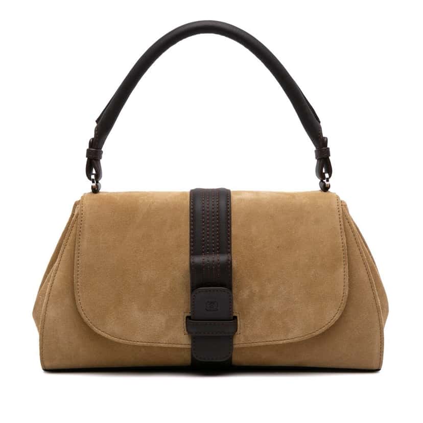 Loewe Anagram Suede Handbag Brown Leather Good condition - Front View