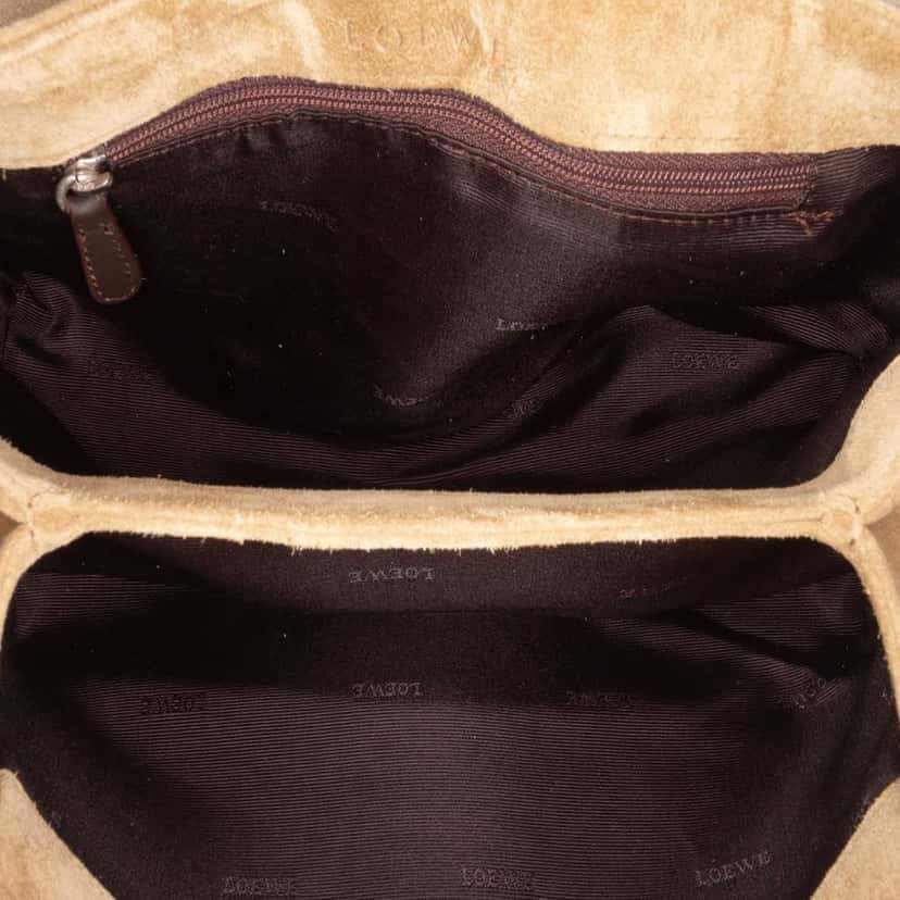 Loewe Anagram Suede Handbag Brown Leather Good condition - Model View