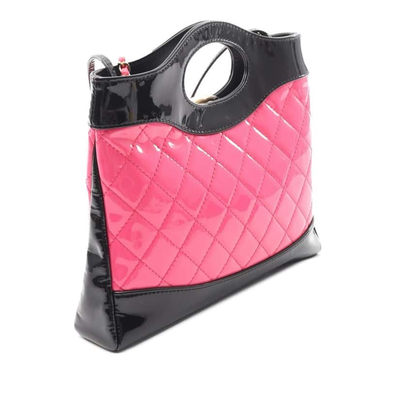 Chanel Mini Bicolor Quilted Patent 31 Shopping Bag Pink Leather Good condition - Back View
