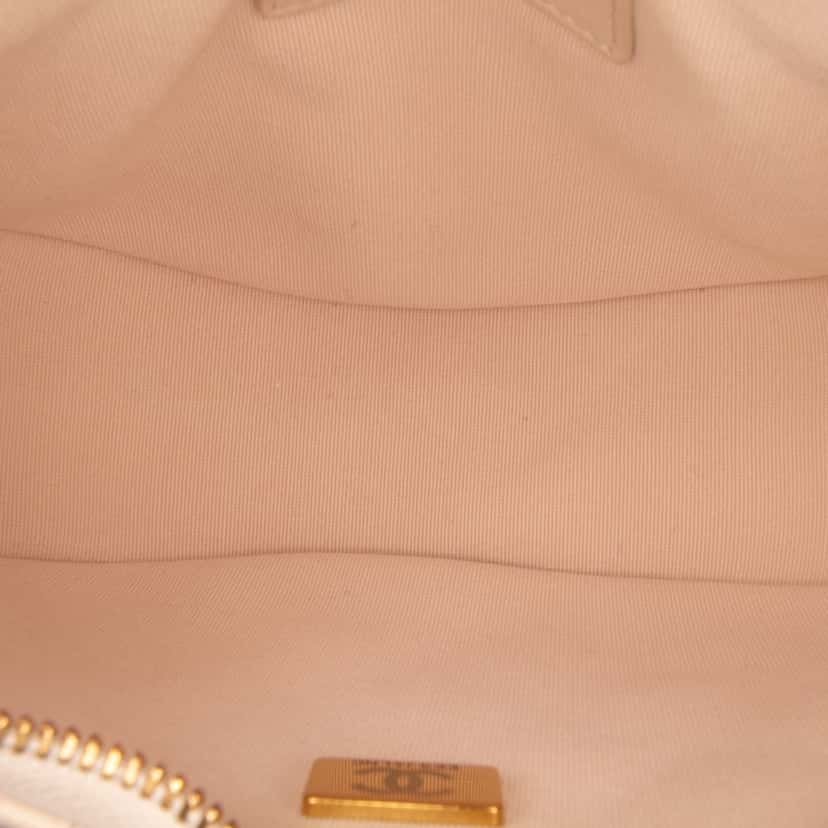 Chanel Small Quilted Lambskin Chain Around Hook Hobo Bag White Leather Good condition - Model View