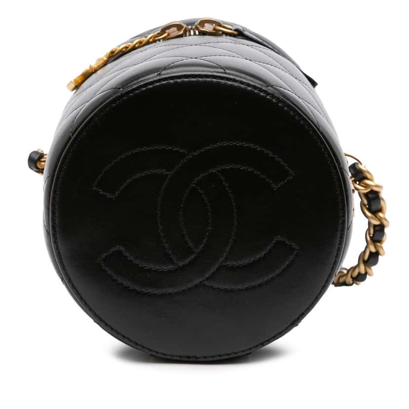 Chanel Small Quilted Lambskin Side Note Vanity Case Black Leather Good condition - Inside View