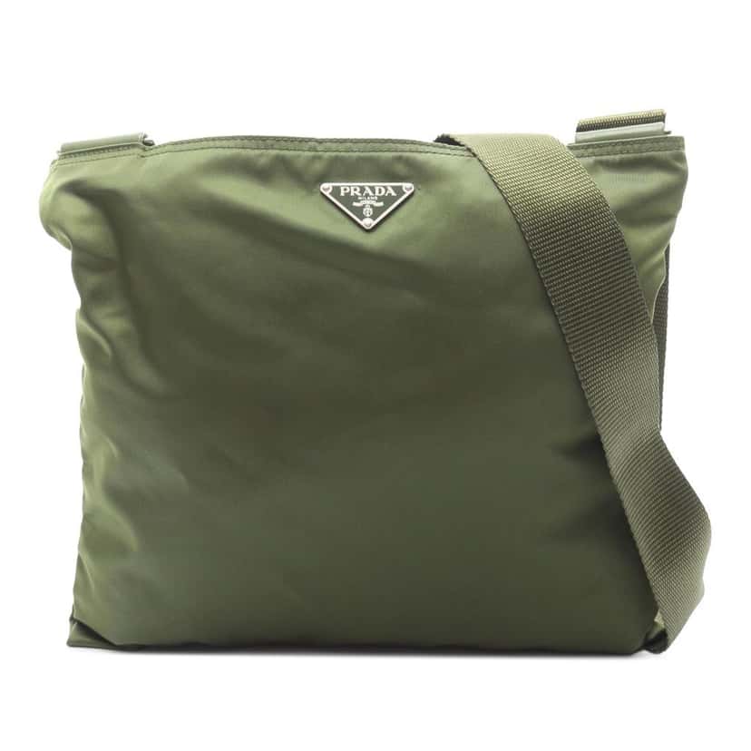 Prada Tessuto Zip Top Crossbody Green Good condition - Front View
