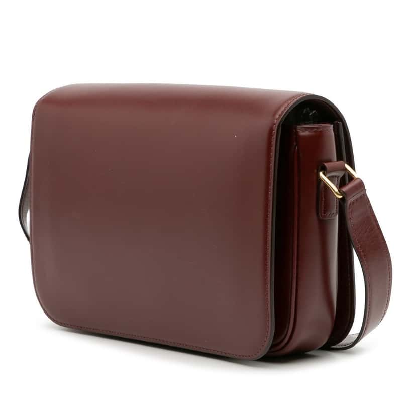 Celine Classique Shiny Calfskin Triomphe Crossbody Red Leather Good condition - Back View