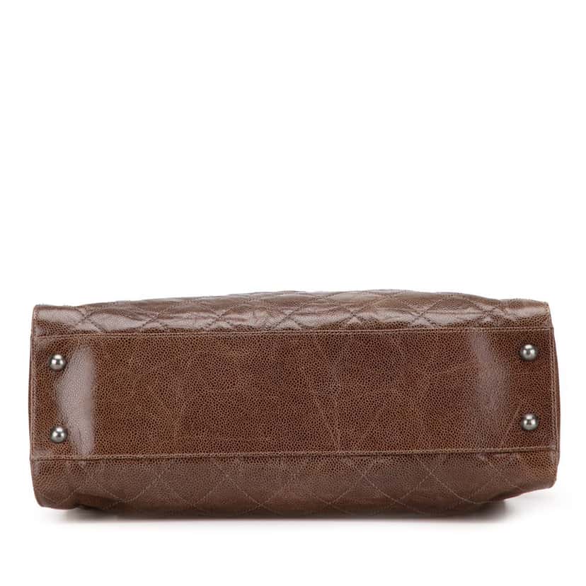 Chanel Quilted Glazed Caviar CC Crave Tote Brown Leather Good condition - Inside View