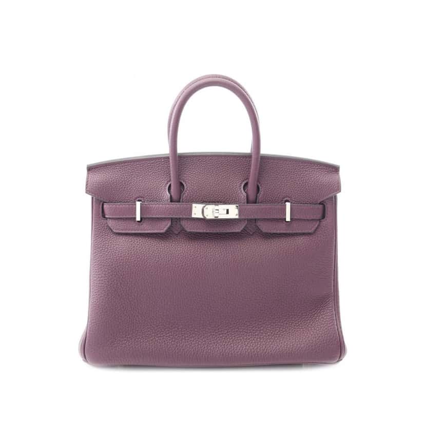 Hermès Togo Birkin Retourne 25 Purple Leather Good condition - Front View