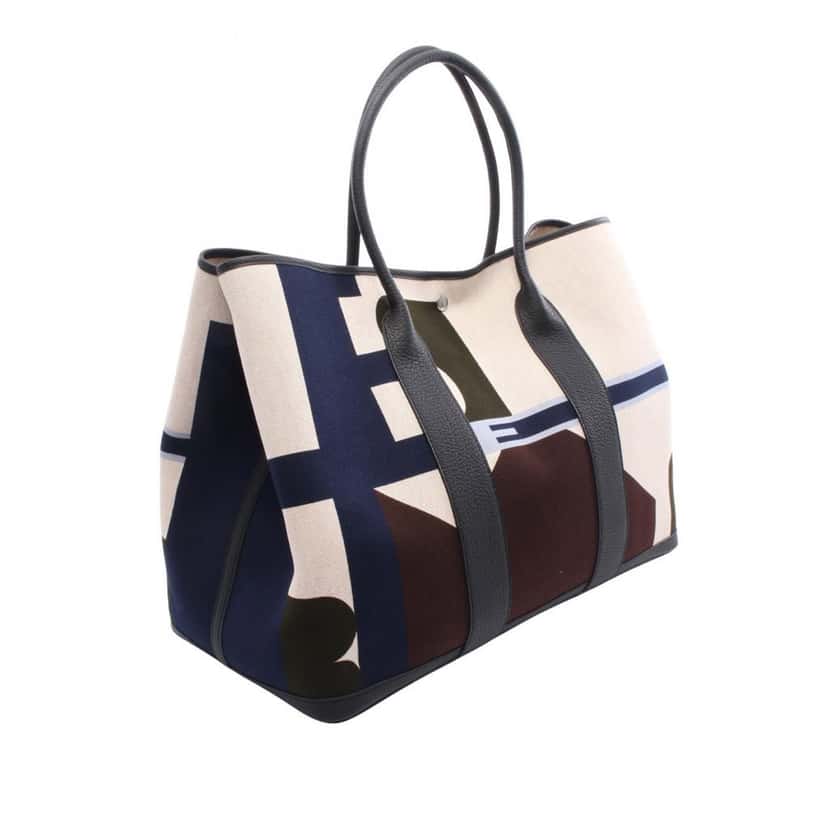 Hermès H Plume and Negonda Pacific Garden Party Voyage 49 Brown Canvas Good condition - Back View