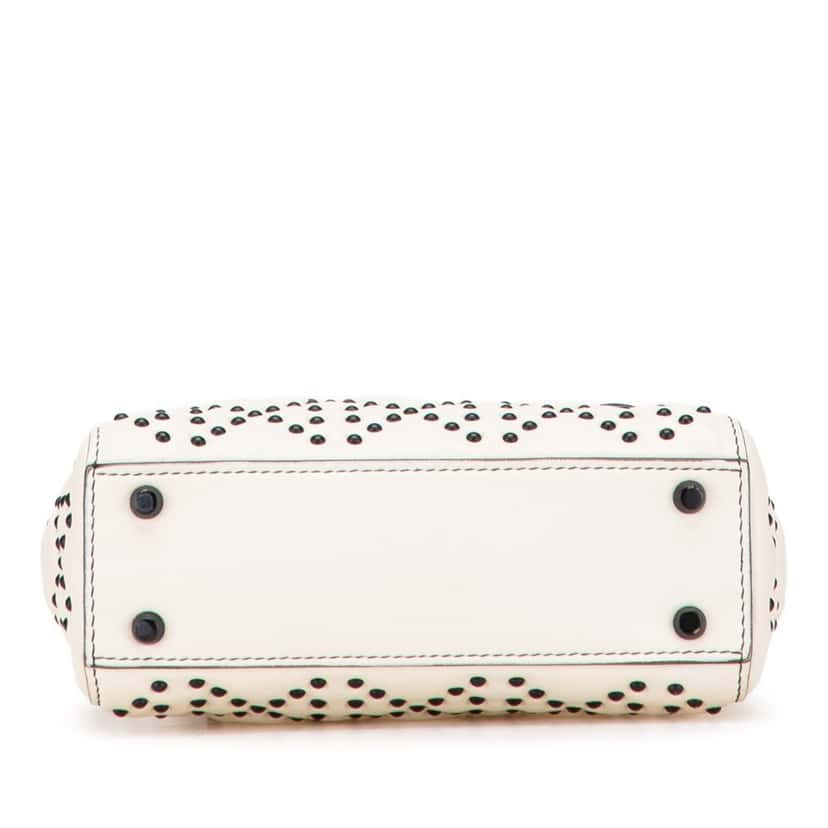 Dior Mini Ultra Matte Calfskin Cannage Studded Supple Lady Dior White Leather Good condition - Inside View