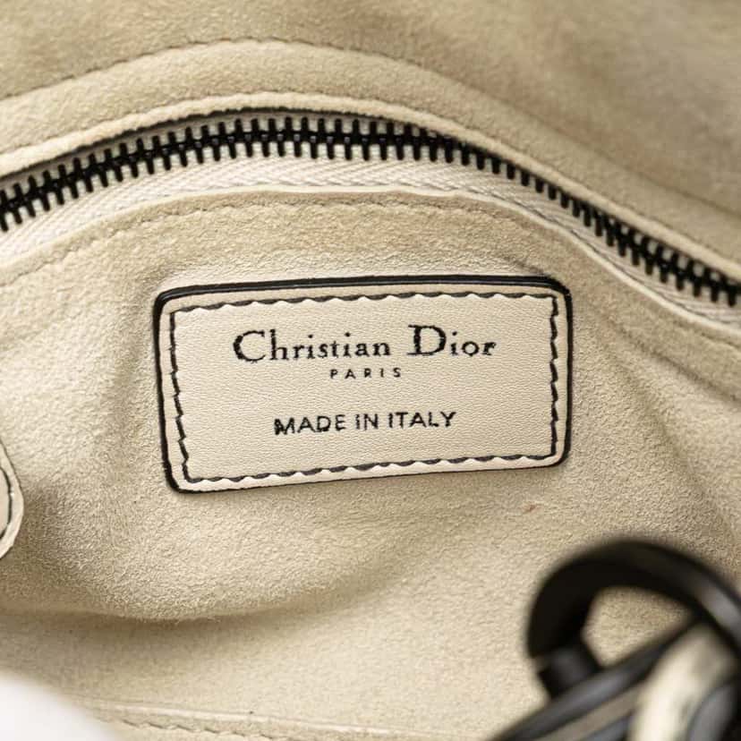 Dior Mini Ultra Matte Calfskin Cannage Studded Supple Lady Dior White Leather Good condition - Box View