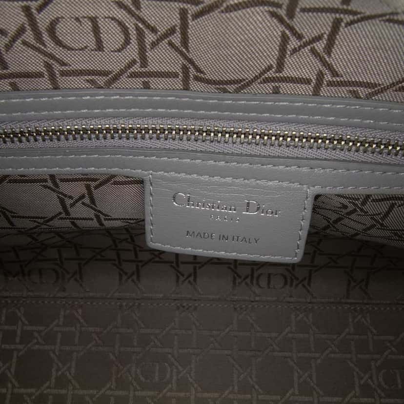Dior Large Lambskin Cannage Lady Dior Grey Leather Good condition - Box View