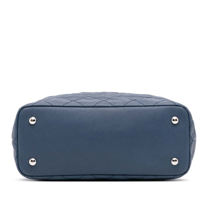 Chanel Small Quilted Caviar Daily Shopping Tote Blue Leather Fair condition - Inside View