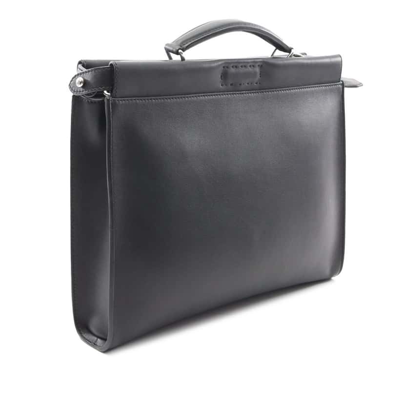 Fendi Large Leather Selleria Peekaboo Iconic Fit Bag Black Leather Good condition - Back View