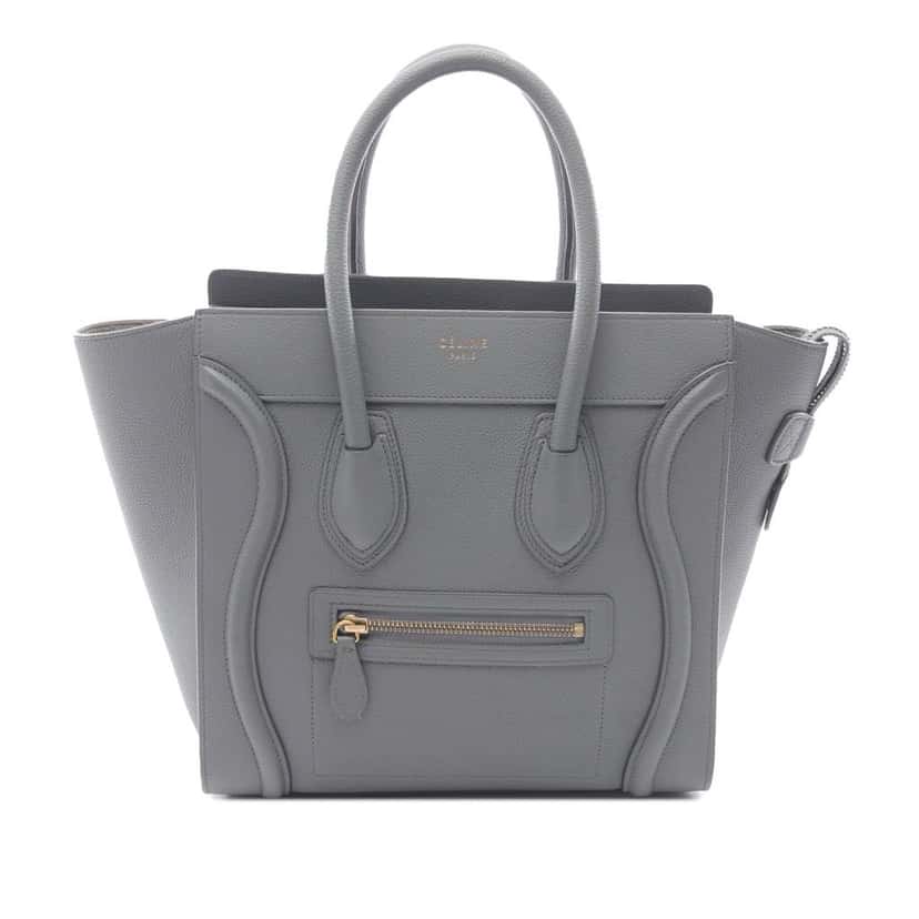 Celine Micro Calfskin Luggage Tote Grey Leather Good condition - Front View