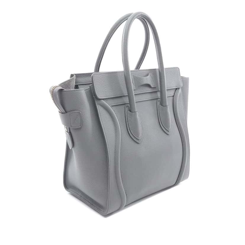 Celine Micro Calfskin Luggage Tote Grey Leather Good condition - Back View