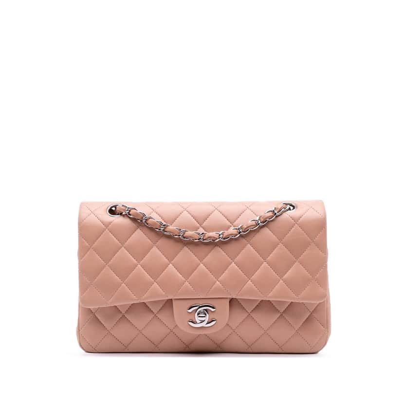 Chanel Medium Classic Lambskin Double Flap Brown Leather Good condition - Front View